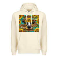 Sandshell holstein cow with sunflowers Premium Hoodie - BarkalooDesign