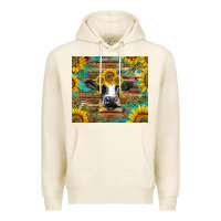 Tofu holstein cow with sunflowers Premium Hoodie - BarkalooDesign