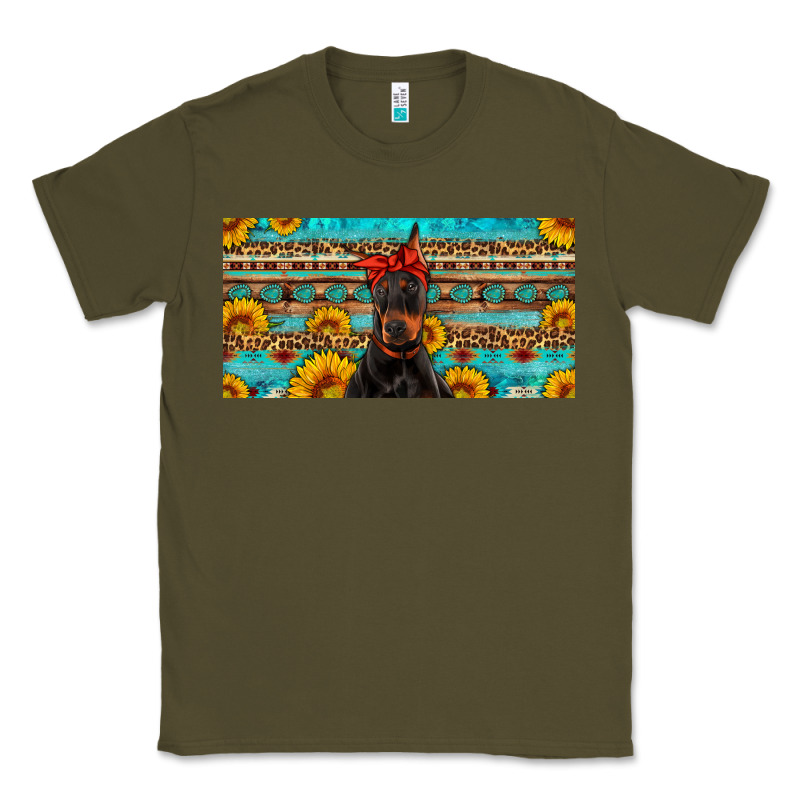 Doberman With Sunflowers License Plate Classic Tee by Artiststas | Teevron