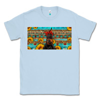Dusty Blue doberman with sunflowers license plate Classic Tee - Artiststas