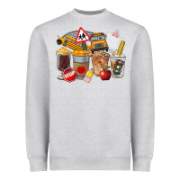 Heather Grey School Bus Coffee Cups Heavyweight Sweatshirt - FaDigitalArtStudio