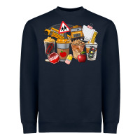 Navy School Bus Coffee Cups Heavyweight Sweatshirt - FaDigitalArtStudio