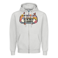 Dove Grey ask me about my pronouns Zipper Hoodie - MaliasSmallBusiness