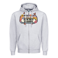 Heather Grey ask me about my pronouns Zipper Hoodie - MaliasSmallBusiness