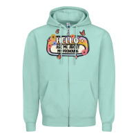 Seafoam ask me about my pronouns Zipper Hoodie - MaliasSmallBusiness