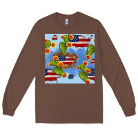 Chestnut usa map cactus and sunflower seamless pattern Long Sleeve Tee - BundleAndBundleShop