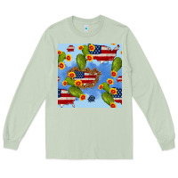 Matcha usa map cactus and sunflower seamless pattern Long Sleeve Tee - BundleAndBundleShop