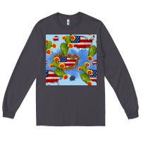 Smoke usa map cactus and sunflower seamless pattern Long Sleeve Tee - BundleAndBundleShop