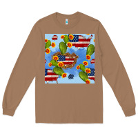 Toasted Coconut usa map cactus and sunflower seamless pattern Long Sleeve Tee - BundleAndBundleShop