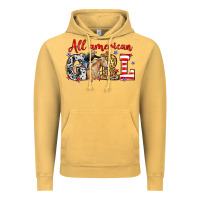 Vintage Mustard All American girl with cowgirl Vintage Hoodie - Neo Western