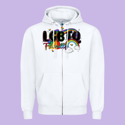 Lgbtq  Friendly Zipper Hoodie Designed By Maliassmallbusiness