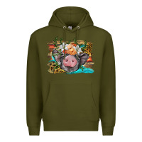 Army Green baby pig with floral and western background Premium Hoodie - BarkalooDesign