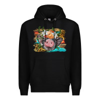 Black baby pig with floral and western background Premium Hoodie - BarkalooDesign