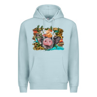 Blue Mist baby pig with floral and western background Premium Hoodie - BarkalooDesign