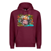 Burgundy baby pig with floral and western background Premium Hoodie - BarkalooDesign