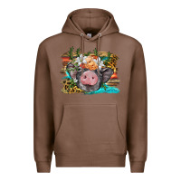 Chestnut baby pig with floral and western background Premium Hoodie - BarkalooDesign