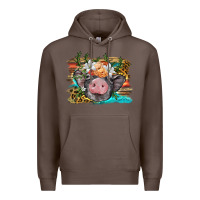 Coffee baby pig with floral and western background Premium Hoodie - BarkalooDesign