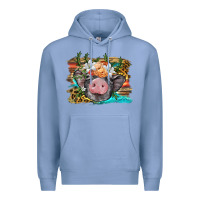 Colony Blue baby pig with floral and western background Premium Hoodie - BarkalooDesign