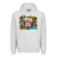 Dove Grey baby pig with floral and western background Premium Hoodie - BarkalooDesign