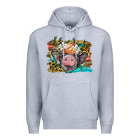 Heather Grey baby pig with floral and western background Premium Hoodie - BarkalooDesign