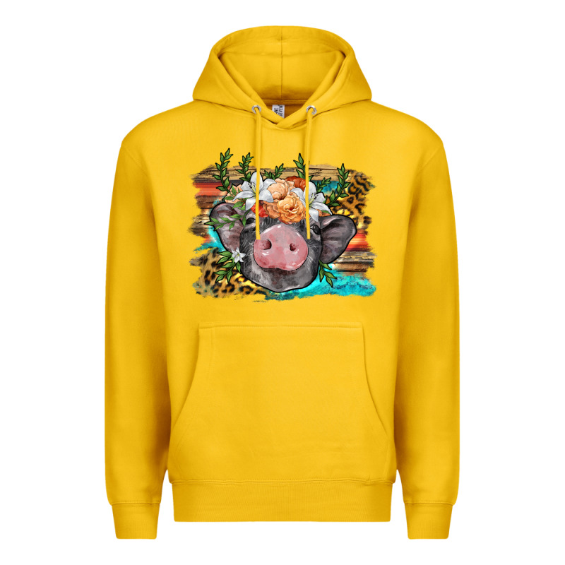 Baby Pig With Floral And Western Background Premium Hoodie by BarkalooDesign | Teevron