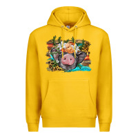 Lemon baby pig with floral and western background Premium Hoodie - BarkalooDesign