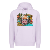 Lilac baby pig with floral and western background Premium Hoodie - BarkalooDesign