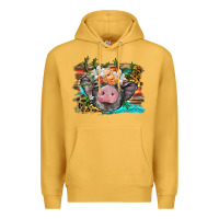 Mustard baby pig with floral and western background Premium Hoodie - BarkalooDesign