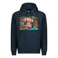 Navy baby pig with floral and western background Premium Hoodie - BarkalooDesign