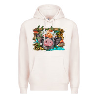 Pale Pink baby pig with floral and western background Premium Hoodie - BarkalooDesign
