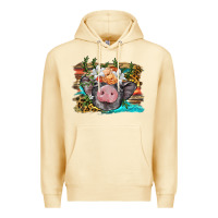 Pina Colada baby pig with floral and western background Premium Hoodie - BarkalooDesign