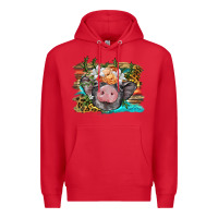 Red baby pig with floral and western background Premium Hoodie - BarkalooDesign