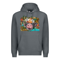 Rock baby pig with floral and western background Premium Hoodie - BarkalooDesign
