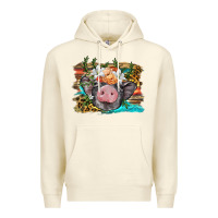 Sandshell baby pig with floral and western background Premium Hoodie - BarkalooDesign