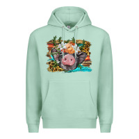 Seafoam baby pig with floral and western background Premium Hoodie - BarkalooDesign