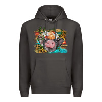 Smoke baby pig with floral and western background Premium Hoodie - BarkalooDesign