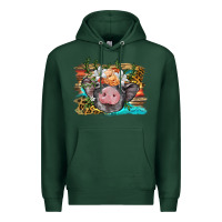 Sports Green baby pig with floral and western background Premium Hoodie - BarkalooDesign