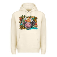 Tofu baby pig with floral and western background Premium Hoodie - BarkalooDesign
