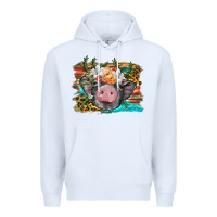 White baby pig with floral and western background Premium Hoodie - BarkalooDesign