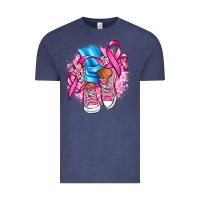 Vintage Denim cancer ribbon pink converse and flowers Vintage Tee - AdoDesignShop