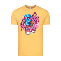 Vintage Mustard cancer ribbon pink converse and flowers Vintage Tee - AdoDesignShop