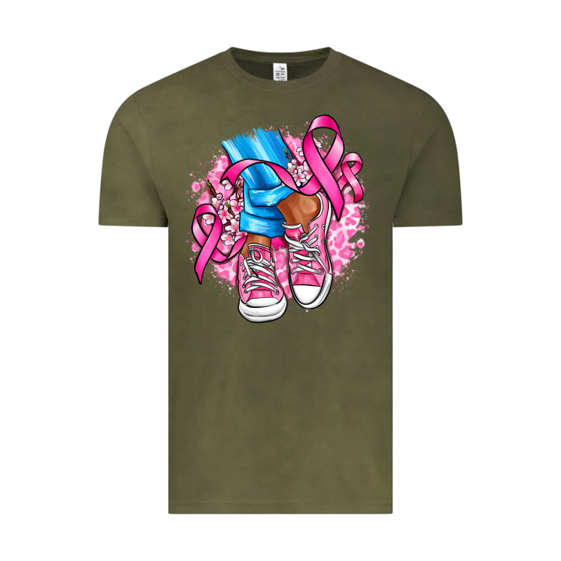 Cancer Ribbon Pink Converse And Flowers Vintage Tee by AdoDesignShop | Teevron