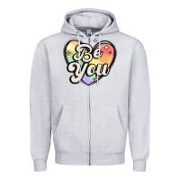 Heather Grey be you Zipper Hoodie - MaliasSmallBusiness