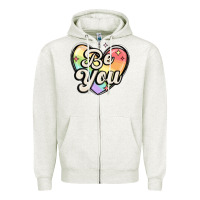 Oatmeal Heather be you Zipper Hoodie - MaliasSmallBusiness