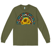 Army Green western sunflowers aztec leopard serape  rainbows Long Sleeve Tee - AdoDesignShop