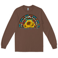 Chestnut western sunflowers aztec leopard serape  rainbows Long Sleeve Tee - AdoDesignShop