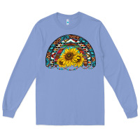 Colony Blue western sunflowers aztec leopard serape  rainbows Long Sleeve Tee - AdoDesignShop