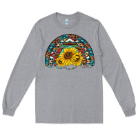 Heather Grey western sunflowers aztec leopard serape  rainbows Long Sleeve Tee - AdoDesignShop