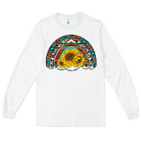 White western sunflowers aztec leopard serape  rainbows Long Sleeve Tee - AdoDesignShop