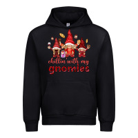 Black Chilling with my gnomies Valentine's Day Urban Hoodie - HowdyJamesFarm